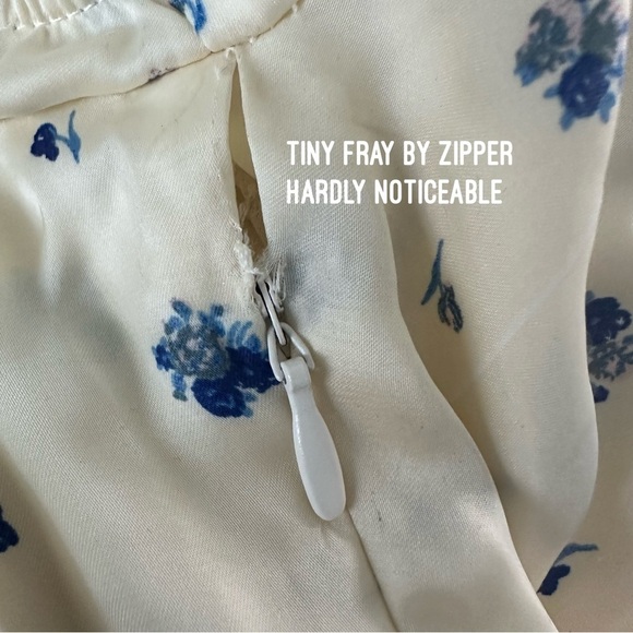 Zara Babydoll Mini Floral Dress SZ Medium Cream Blue Cottagecore GUC READ - Picture 4 of 8
